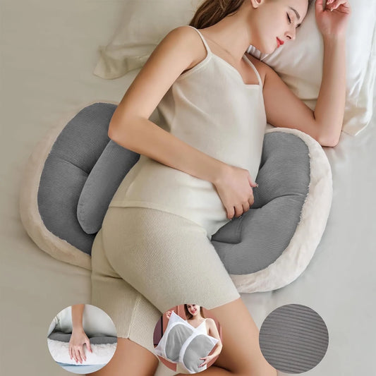 Arsvita Pregnancy Pillow for Sleeping, W Shaped Maternity Pillow for Side Sleeper, Support for Back, Belly, Hips for Pregnant Women, Adjustable Travel Wedge Pillow, Gray