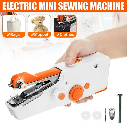 BSHAPPLUS 6PCS Mini Portable Sewing Machine, Hand Cordless Sewing Tool Handheld Sewing Machine, Essentials for Home Quick Repairing and Stitch Handicrafts