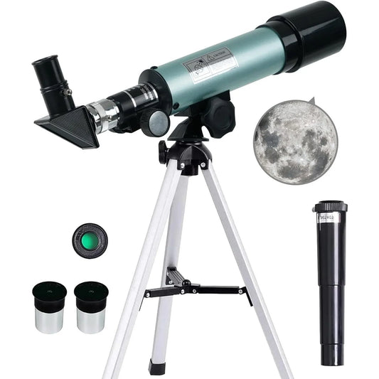 BSHAPPLUS Telescope,50/360mm Refractor Telescope,18X-90X Magnification Telescopes with Tripod,Portable Astronomy Telescope for Kids,Adults,Beginners