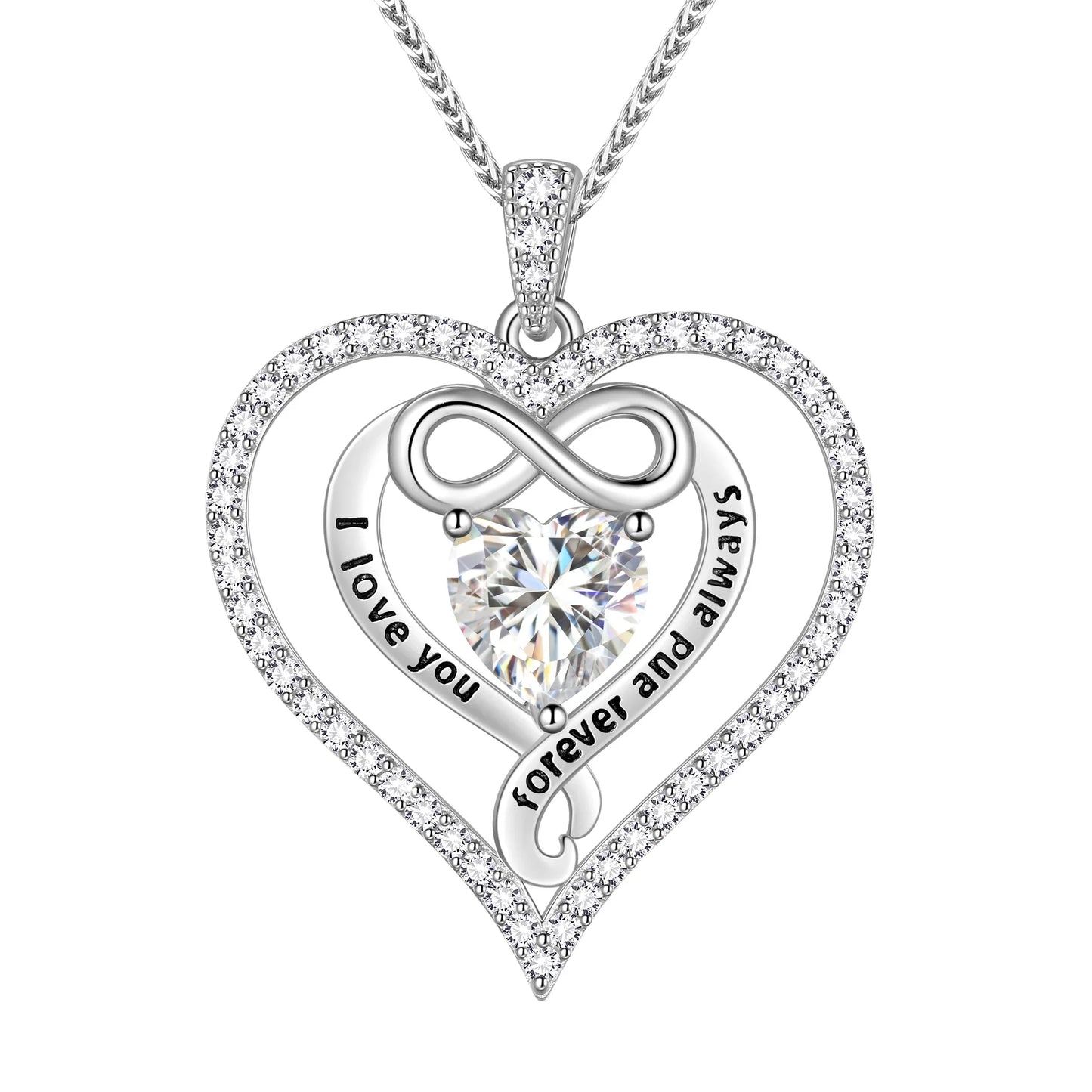 Beautlace GRA Certified 1CT Moissanite Heart Necklace,18K White Gold over Stering Silver Love Heart Birthstone Pendant I Love You Forever and Always Necklace Jewelry Gifts for Women