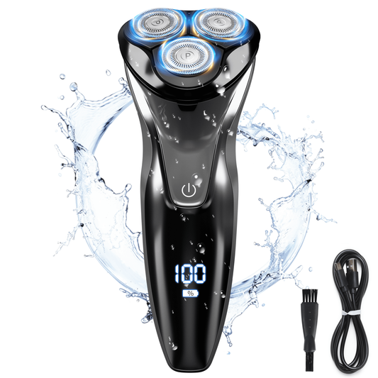 Cordless Electric Razor for Men - Precision Shavers for Man for Beard/Nose/Sideburns, Wet & Dry Razors with Pop-Up Trimmer, USB Plug-and-Play, LED Display，IPX7 Waterproof, Black
