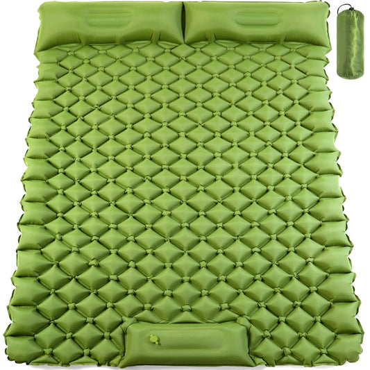 Double Sleeping Pad for Camping: Experience Ultimate Comfort with Ultra-Thick, Self-Inflating Camping Pad Designed for 2 Persons, Featuring a Built-in Foot Pump and Pillow, Ideal for Backpacking