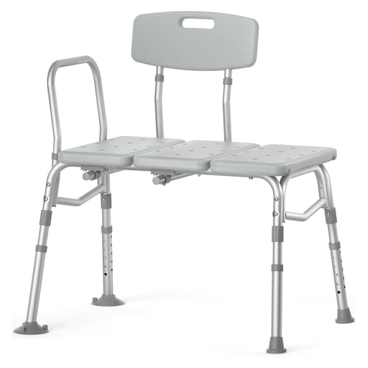 ZOTO Tub Transfer Bench For Bathtub, Height Adjustable Shower Bench with Backrest, Shower Seat Shower Chair Bath Chair for Elderly, Seniors, Arm Support for Transfer, 400 Weight Cap,VBC4