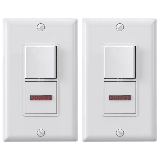 ELEGRP 15A 120V White Single Pole Electrical Switches 2 Pieces