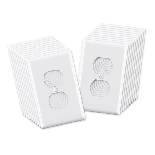 ELEGRP 1-Gang Duplex Wall Plates, Mid-Size Unbreakable Thermoplastic Faceplate Cover for Decorator Receptacle Outlet Switch, UL Listed,20 Pack, Glossy White