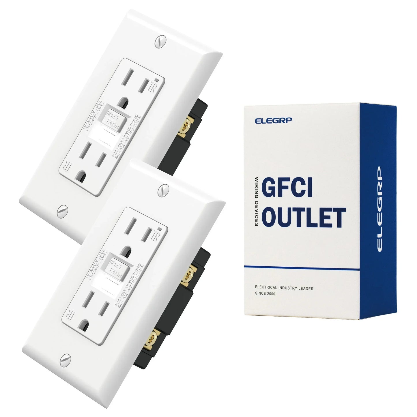 ELEGRP GFCI Outlet w/Nightlight, 15 Amp Self-Test GFI Electrical Outlet, Thinner Design, Tamper Resistant GFCI Receptacle, Ground Fault Receptacle w/Screw Wall Plate, UL Listed, White