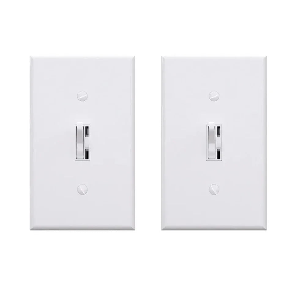 ELEGRP Slide Toggle Dimmer Switch,Single Pole & 3-Way Toggle LED Dimmer Light Switch, Wall Plate Included, UL Listed, White 2PC