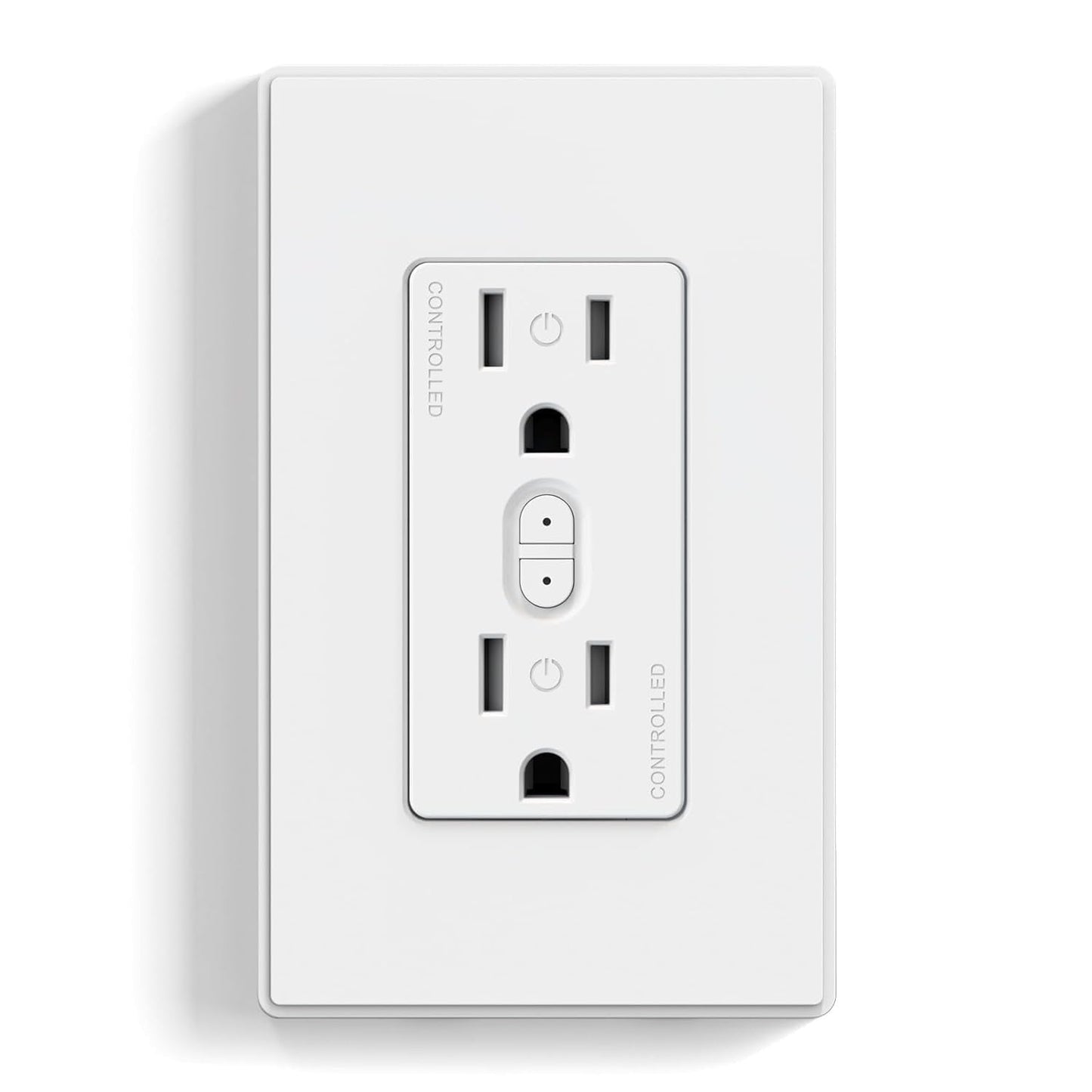 ELEGRP Smart in Wall Outlet, 2.4GHz Wi-Fi Smart Receptacle Compatible with Alexa & Google Assistant,Tamper Resistant, 2 Individual Controlled Outlets, No Hub Required, UL Listed, White 1 PC