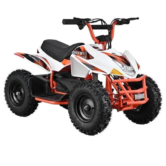 Electric ATV,Dirt Quad 4 Wheelers Vehicle 36V Kids Quad Bike 500W 12 15MPH Adjustable Speed Dual Suspension for Kids Ages 13+ (Orange)