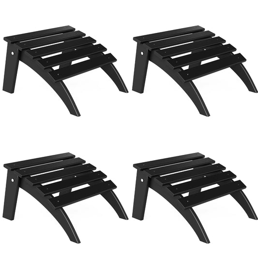 FOOWIN Folding Adirondack Ottomans Set of 4 for Adirondack Chair, Black