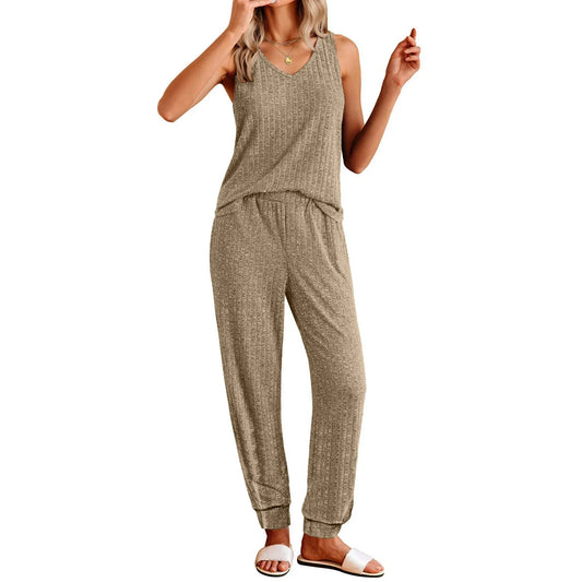 Fantaslook Womens Pajamas Sets V Neck Tank Tops and Long Pants Two Piece Lounge Sets Summer Oufits Loungewear