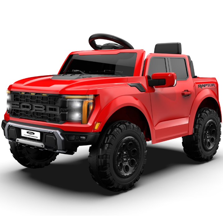 Ford Ride on Car Toys, 12V Ford F150 Battery Powered Ride on Toy Truck with Remote Control, Electric Car for Kids Girls 3-5 w/ Bluetooth, Rear Storage Trunk, Safety Belt, 4 Wheelers, Red