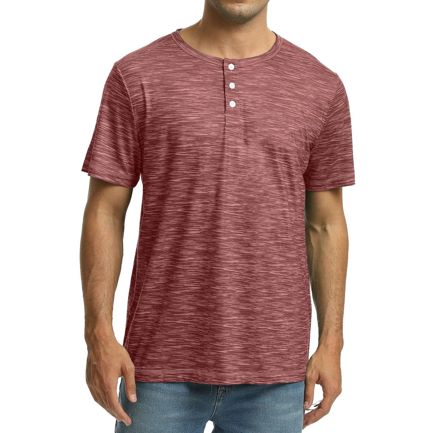 GENTS BLISS Short Sleeve Henley Men Shirts Crew Neck T-shirts for Men Casual Printed Face Shirts for Men