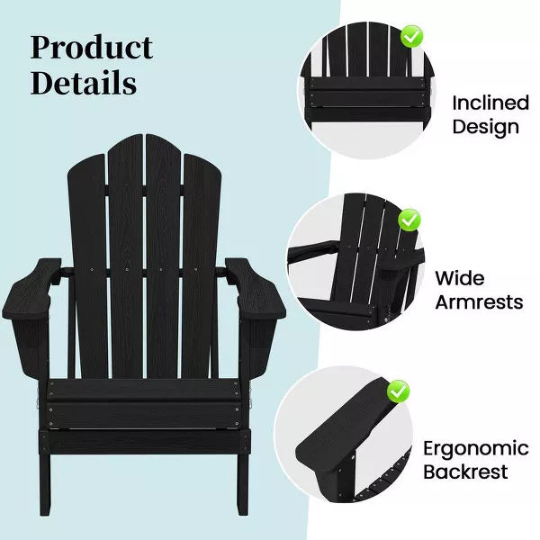 Hyleory HDPE Outdoor Folding Chair with Cloud-Shaped Backrest, Portable Patio Seating