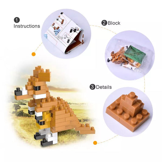 Fun Little Toys FunBrix 12 Pcs Mini Animal Building Bricks, Building Blocks Set, Party Favors & Prizes for Boys & Girls