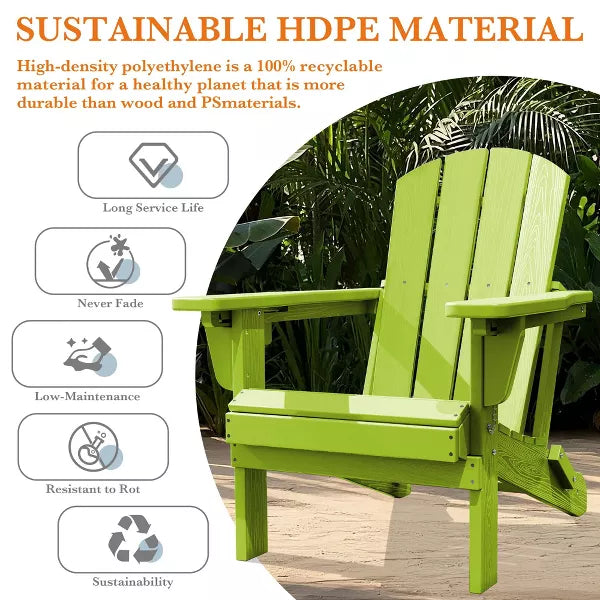 Hyleory Adjustable HDPE Adirondack Chair with Ergonomic Backrest