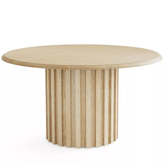 Lirago,47.24-Inch Wood Round Dining Table with Wooden Tabletop and Cylindrical Base