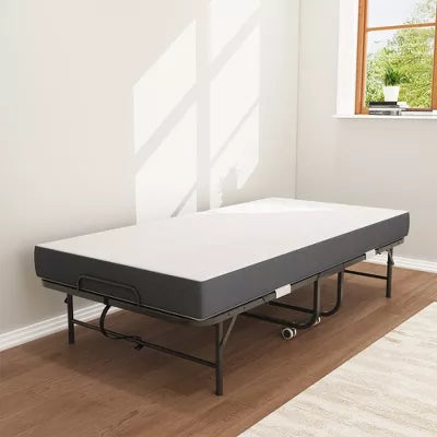 VIYET 12.60''H Extra Long Folding Bed for Tall People, 450LBS Heavy Duty Rollaway Guest Bed with 5" Memory Foam Mattress, Portable Twin Size Bed