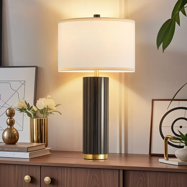 GTCLIGHTING Table Lamp for Bedroom,28.5" Modern Bedside Lamps with Fabric Shade for Farmhouse Office End Table,Rotary Switch