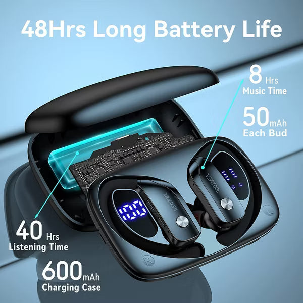 VEAT00L Wireless Earbuds Bluetooth 6.0 Sport 200Hrs Playtime Earhook 6 ENC Mic Hi-Fi Deep Bass IP68 Waterproof Comfort Fit