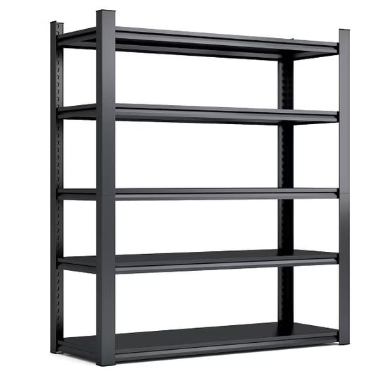 Munora 72"H Heavy Duty 5 Tier Storage Shelves - 3000Lbs Capacity, Adjustable, Suitable for Warehouse, Basement, Workshop, 24"D x 48"W, Black