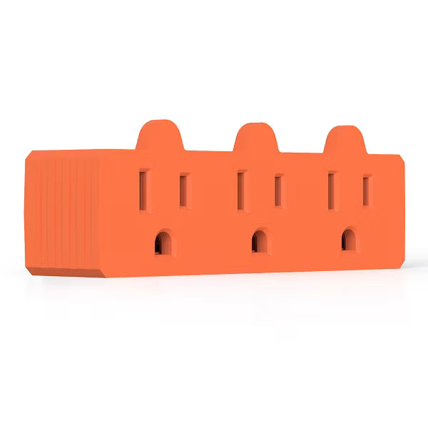 ELEGRP Triple Outlet Extender, Heavy Duty 3 Prong Grounded Wall Tab, 3 Outlet Extender Adapter Plug, ETL Listed, Orange(3 pack)