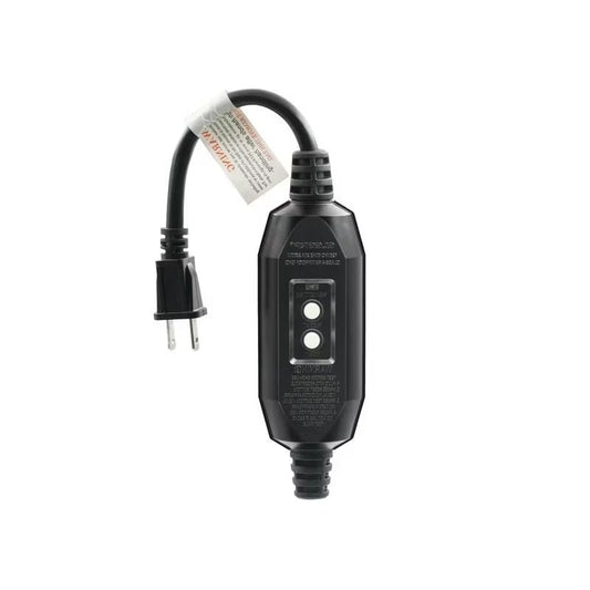 ELEGRP Auto-Monitoring GFCI Replacement Plug Inline Assembly, Manual Reset 15 Amp 2 Wires 2-Prongs,1 FT,UL Listed,1 Pack, Black