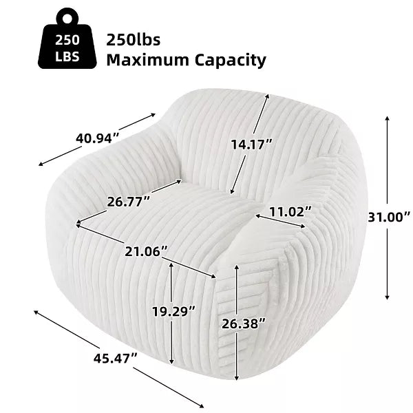 LIKEPAY Oversize Faux Rabbit Fur Single Bean Bag Sofa with Arms for Living Room, Bedroom, Gaming room