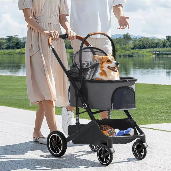 Kinder King 3-in-1 Pet Stroller for Dog, Folding Cat and Dog Stroller with Detachable Cradle