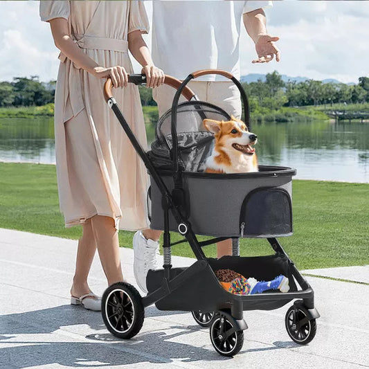 Kinder King 3-in-1 Pet Stroller for Dog, Folding Cat and Dog Stroller with Detachable Cradle