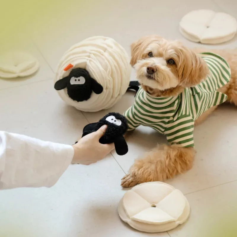 Mewoofun Pet Toy Ball For Dogs, Enrichment Interactive Dog Toys For Boredom, Toys To Keep Them Busy, Cute Lamb, White, 7.87"*7.87"*9.84"