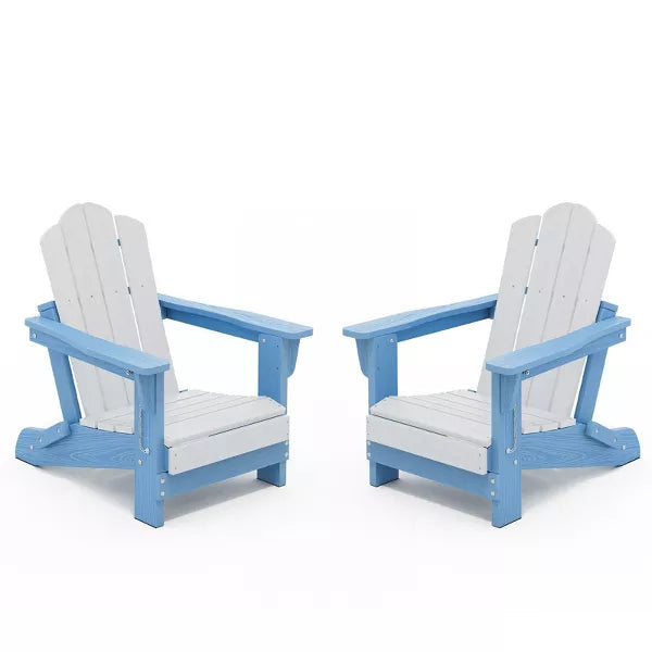 Hyleory Kids’ Outdoor Adirondack Chair Set – Foldable HDPE Children’s Lawn Chairs (2-Piece)