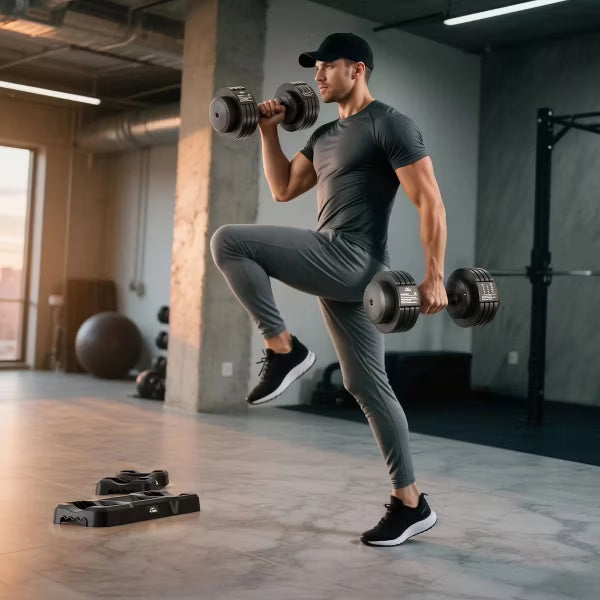 FLYBIRD 1 Pair 55LBS-Adjustable Dumbbell, Multi-weight Options for Full Body Workout（110LB in Total）