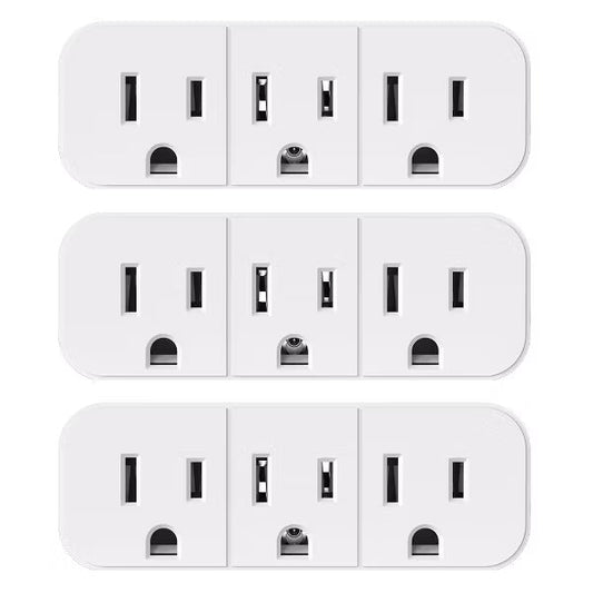 ELEGRP Triple Outlet Extender, 3 Prong Grounded Wall Tab with 3 Electrical Outlets for Travel Home Hotel Office, ETL Listed, White ¨3 Pack)