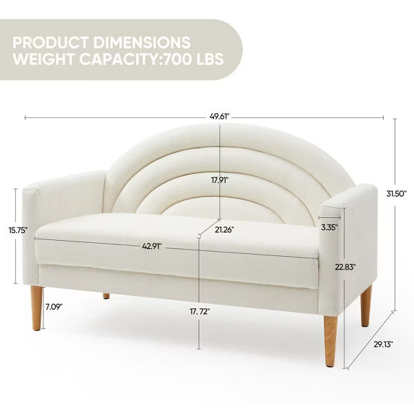 50" Loveseat Sofa for Small Spaces, 2-Seater Couch with Spring Cushions & Wood Frame. Mid-Century Modern Design in Grey Linen Fabric, Easy Assembly