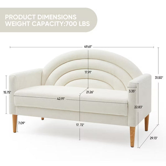 50" Loveseat Sofa for Small Spaces, 2-Seater Couch with Spring Cushions & Wood Frame. Mid-Century Modern Design in Grey Linen Fabric, Easy Assembly