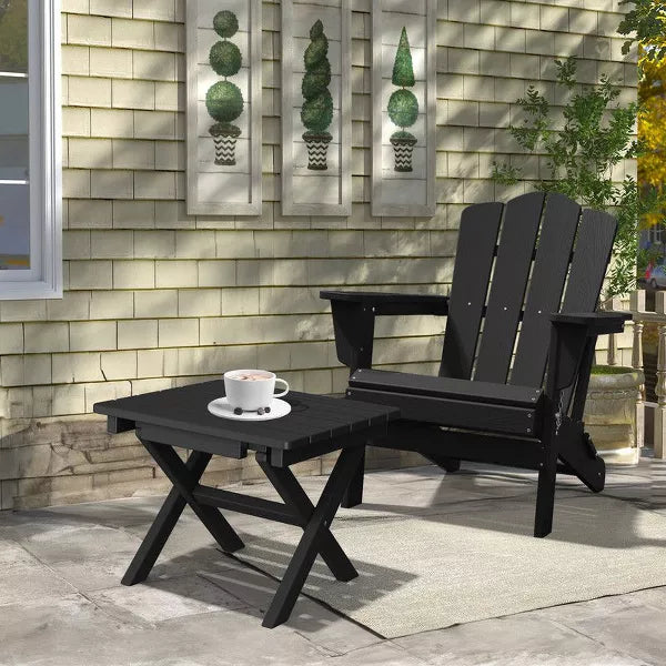Hyleory HDPE Portable Patio End Table Set of 2 , Folding Outdoor Coffee Table