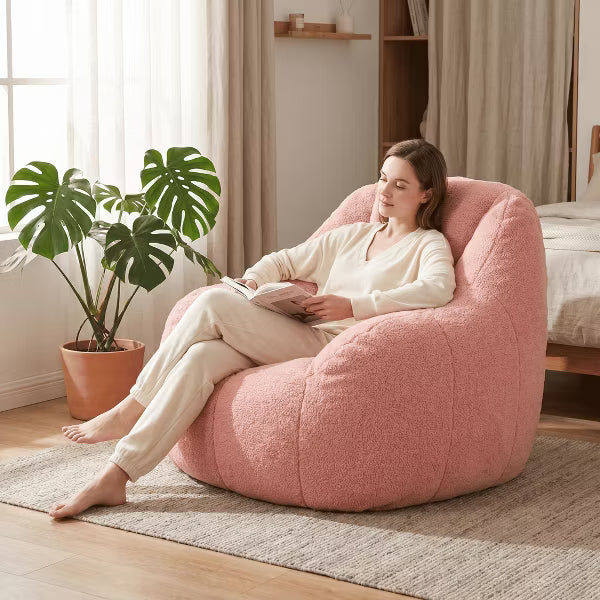 Bean Bag Chair with Filler,Fluffy and Lazy Sofa, Comfy Cozy BeanBag Chairs with Memory Foam for Dorm, Apartment, Living Room