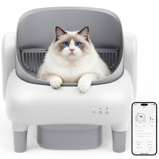 Cumrige Self Cleaning Litter Box, 95L Automatic Cat Litter Box Self Cleaning for Multiple Cats, with Safety Protection, App Control.