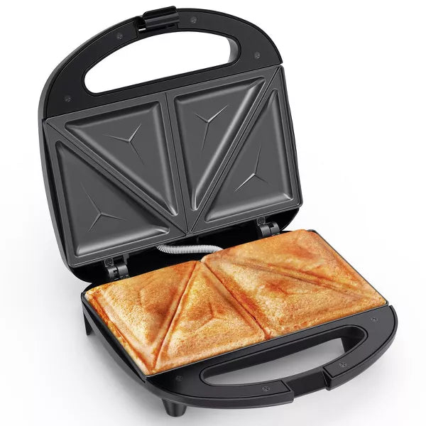 OSTBA 2-Slice Sandwich Maker with Triangle Plates, Non-Stick Grilled Cheese, Indicator Lights, Cool-Touch Handle, 750W, Compact & Easy to Clean