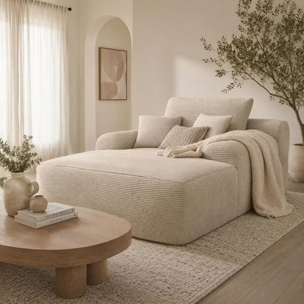 47" Plush Convertible Chaise Lounge Chair, No Assembly Required Sleeper Sofa Bed with Pillows, Corduroy for Living Room Bedroom, Camel
