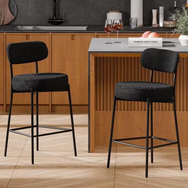 DYHOME Bar Stools Set of 2, 24 Inches Counter Height Kitchen Bar Stools with Back, Modern Metal Tall Bar Stools for Kitchen Island