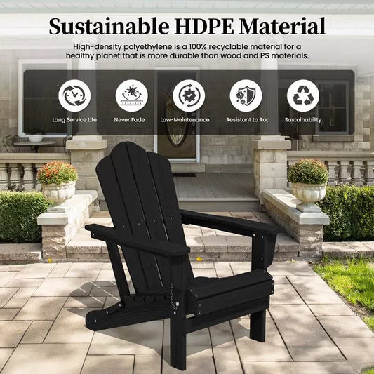 Hyleory HDPE Outdoor Folding Chair with Cloud-Shaped Backrest, Portable Patio Seating