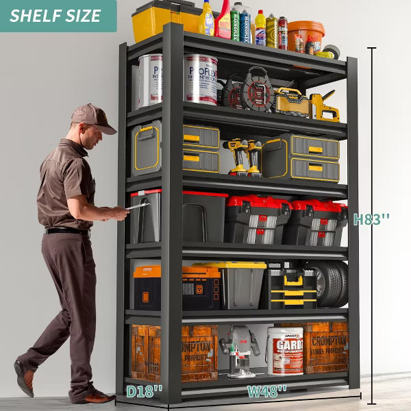 Munora 82"H x 48"W x 18"D 6-Tier Garage Storage Rack - 3000 lb Capacity Heavy Duty Steel Shelving Unit, Adjustable Industrial Shelves, Black