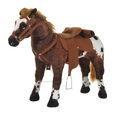 Sound-Making Ride On Horse for Toddlers 3-5, with Neighing and Galloping Sound, Stuffed Animal Horse Toy for Kids with Padding, Soft Feel