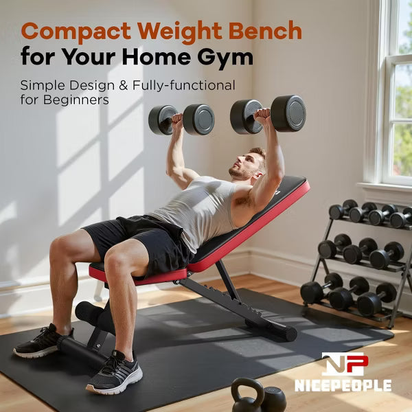 FED FITNESS Basic Adjustable Weight Bench for Home Gym, Foldable Workout Bench with 8 Backrests, 660LBS Weight Capacity