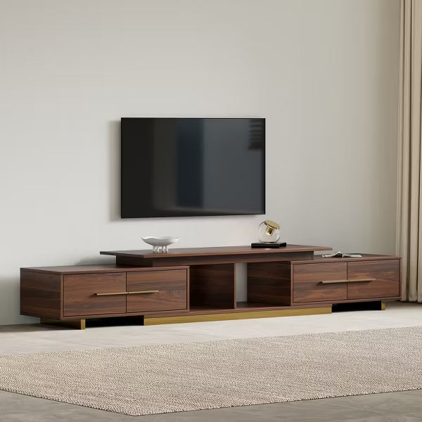 JVNOXK-Modern Stainless Steel TV Console with Drawers Expandable Storage & Entertainment Center