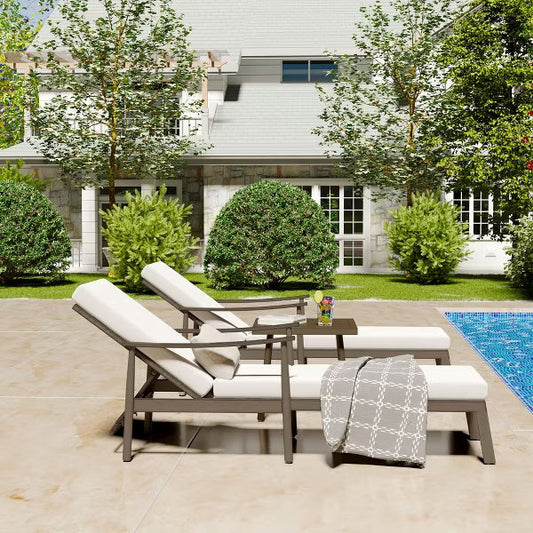 HAPPATIO Aluminum Adjustable Outdoor Chaise Lounge Chair