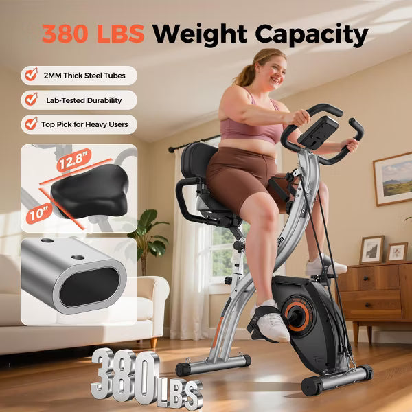 YOSUDA Folding 5 in 1 Exercise Bike, Foldable Stationary Bike for Home Gym Workout, Portable Exercise Trainer for Men/Women