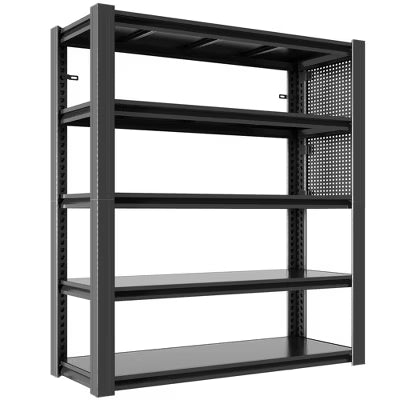 VIYET 72"H 5-Tier Heavy-Duty Metal Shelving with Pegboard Wheels 2000LBS Total, Adjustable DIY Workbench, for Garage/Warehouse/Kitchen/Office